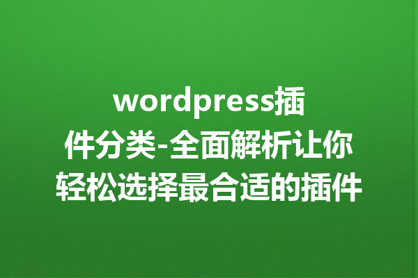 wordpress插件分类-全面解析让你轻松选择最合适的插件