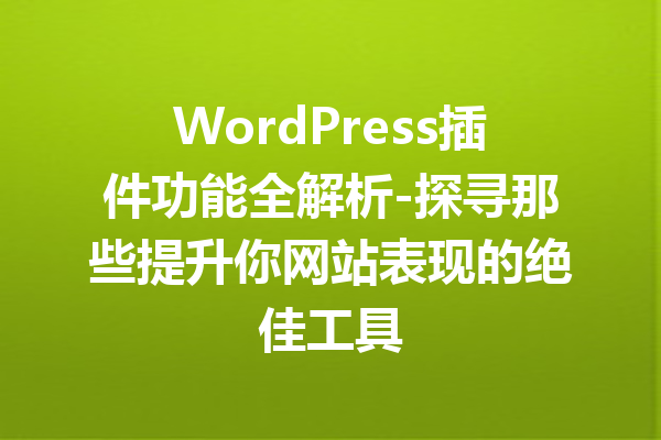 WordPress插件功能全解析-探寻那些提升你网站表现的绝佳工具