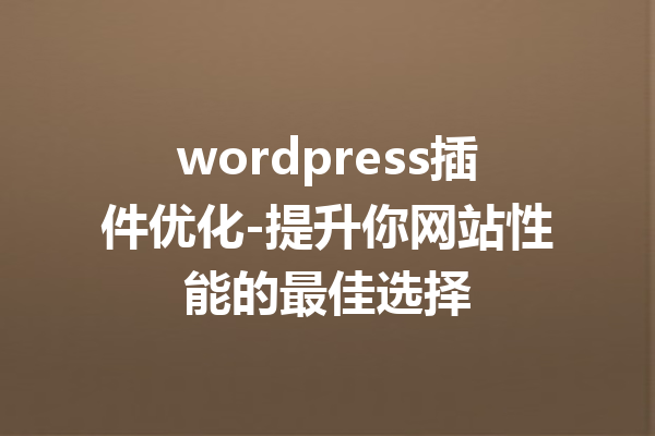 wordpress插件优化-提升你网站性能的最佳选择