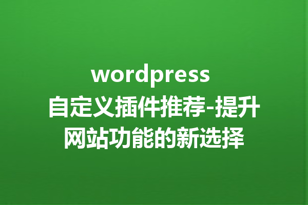 wordpress 自定义插件推荐-提升网站功能的新选择