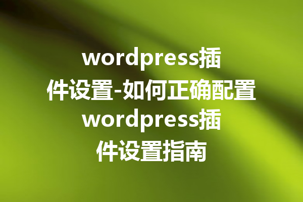 wordpress插件设置-如何正确配置wordpress插件设置指南