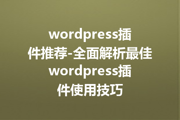 wordpress插件推荐-全面解析最佳wordpress插件使用技巧