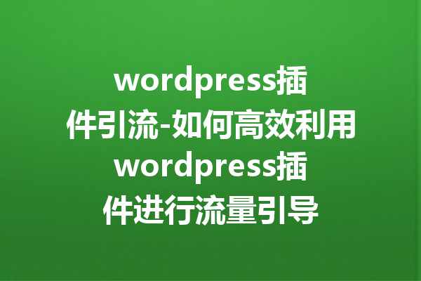 wordpress插件引流-如何高效利用wordpress插件进行流量引导