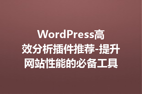 WordPress高效分析插件推荐-提升网站性能的必备工具