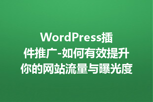 WordPress插件推广-如何有效提升你的网站流量与曝光度