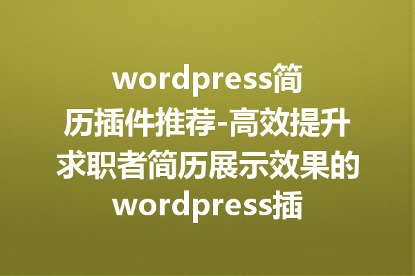 wordpress简历插件推荐-高效提升求职者简历展示效果的wordpress插件