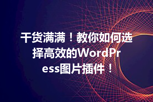 干货满满！教你如何选择高效的WordPress图片插件！