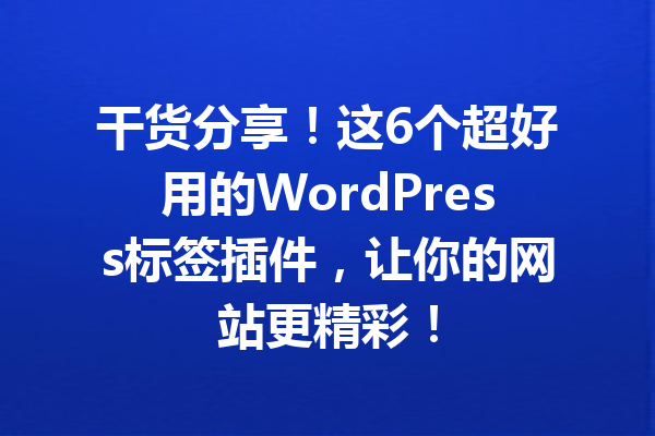 干货分享！这6个超好用的WordPress标签插件，让你的网站更精彩！