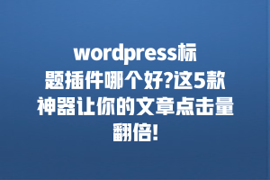 wordpress标题插件哪个好?这5款神器让你的文章点击量翻倍!