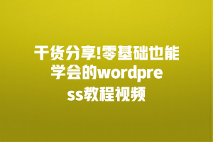 干货分享!零基础也能学会的wordpress教程视频