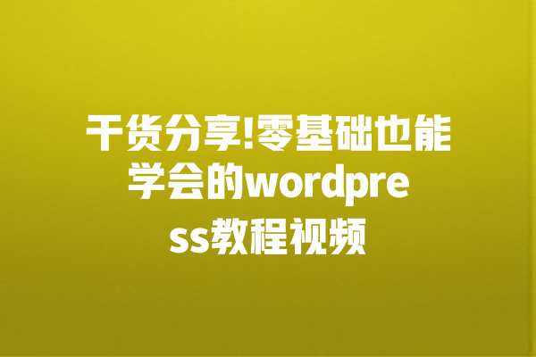 干货分享!零基础也能学会的wordpress教程视频