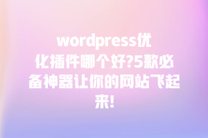 wordpress优化插件哪个好?5款必备神器让你的网站飞起来!