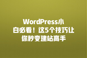 WordPress小白必看！这5个技巧让你秒变建站高手