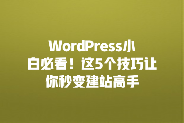 WordPress小白必看!这5个技巧让你秒变建站高手