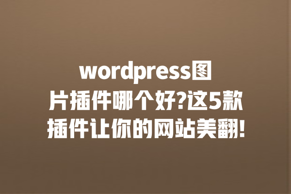 wordpress图片插件哪个好?这5款插件让你的网站美翻! 一