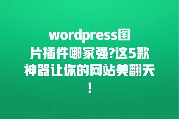wordpress图片插件哪家强?这5款神器让你的网站美翻天! 一