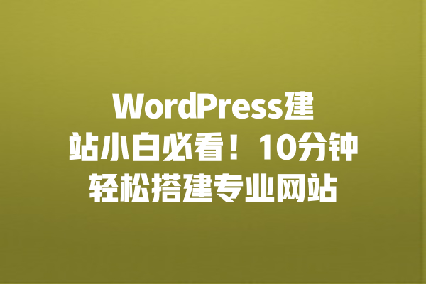 WordPress建站小白必看!10分钟轻松搭建专业网站 一
