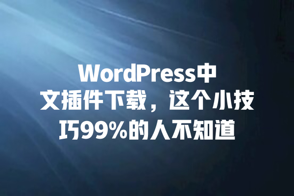 WordPress中文插件下载,这个小技巧99%的人不知道 一