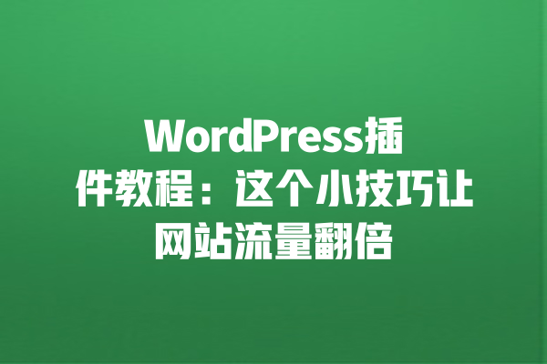 WordPress插件教程:这个小技巧让网站流量翻倍 一