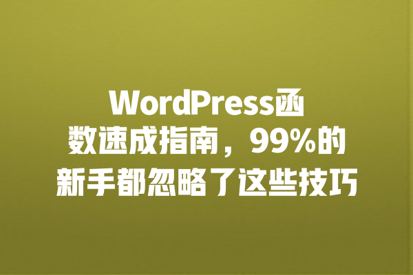 WordPress函数速成指南,99%的新手都忽略了这些技巧 一