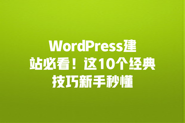 WordPress建站必看!这10个经典技巧新手秒懂 一