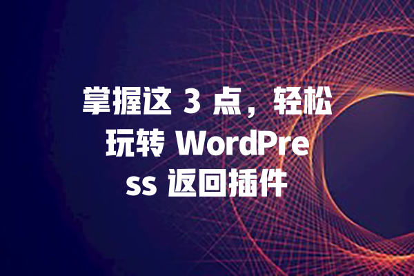 掌握这 3 点，轻松玩转 WordPress 返回插件 一