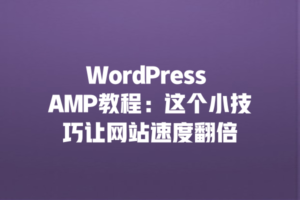 WordPress AMP教程:这个小技巧让网站速度翻倍 一