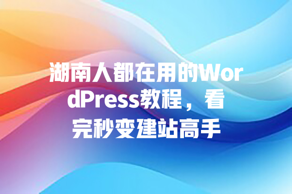 湖南人都在用的WordPress教程,看完秒变建站高手 一