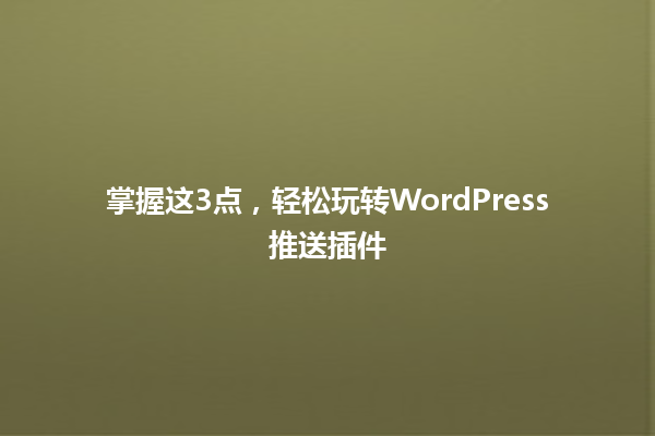 掌握这3点,轻松玩转WordPress推送插件 一