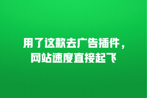 用了这款去广告插件,网站速度直接起飞 一