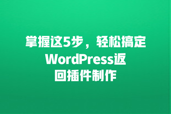 掌握这5步，轻松搞定WordPress返回插件制作 一