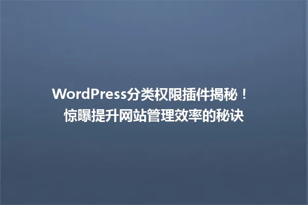 WordPress分类权限插件揭秘! 惊曝提升网站管理效率的秘诀 一
