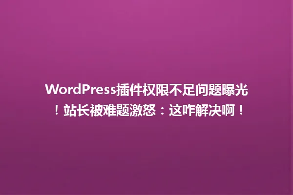 WordPress插件权限不足问题曝光!站长被难题激怒:这咋解决啊! 一