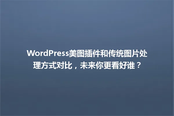 WordPress美图插件和传统图片处理方式对比,未来你更看好谁? 一