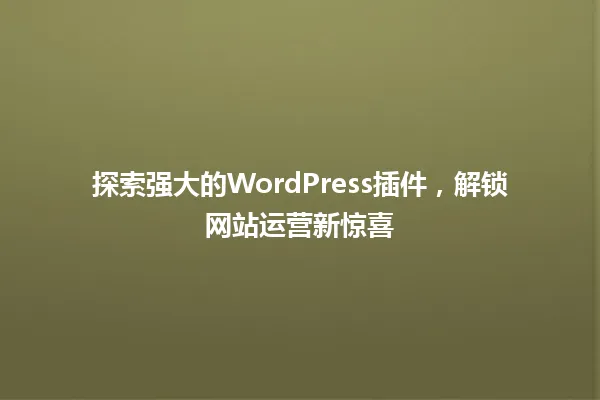 探索强大的WordPress插件,解锁网站运营新惊喜 一