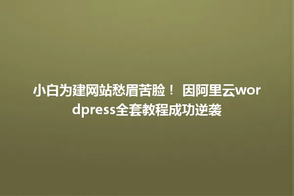 小白为建网站愁眉苦脸! 因阿里云wordpress全套教程成功逆袭 一