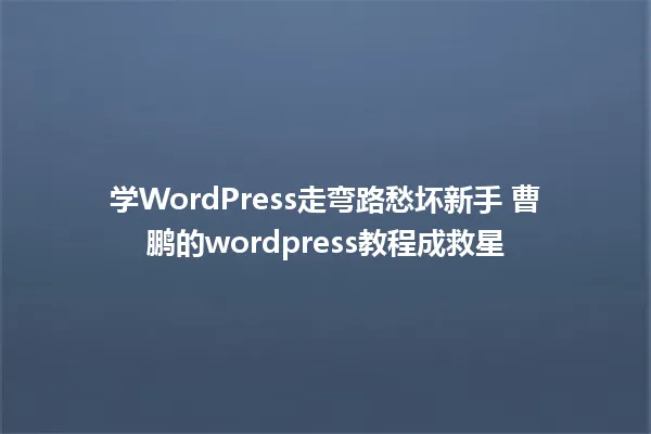 学WordPress走弯路愁坏新手 曹鹏的wordpress教程成救星 一