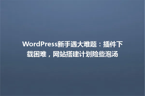 WordPress新手遇大难题:插件下载困难,网站搭建计划险些泡汤 一