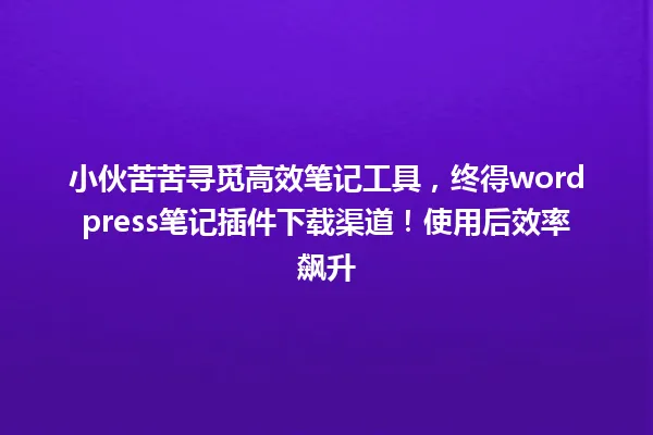 小伙苦苦寻觅高效笔记工具，终得wordpress笔记插件下载渠道！使用后效率飙升 一
