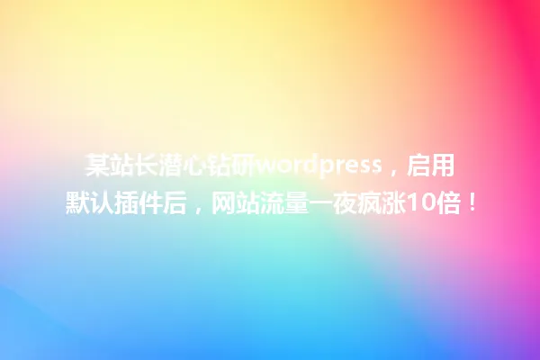 某站长潜心钻研wordpress,启用默认插件后,网站流量一夜疯涨10倍! 一