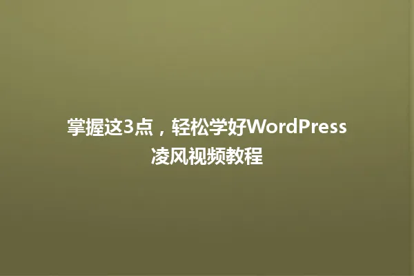 掌握这3点，轻松学好WordPress凌风视频教程 一
