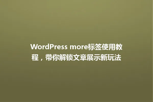 WordPress more标签使用教程,带你解锁文章展示新玩法 一