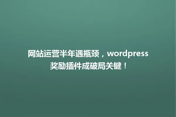 网站运营半年遇瓶颈，wordpress奖励插件成破局关键！  一