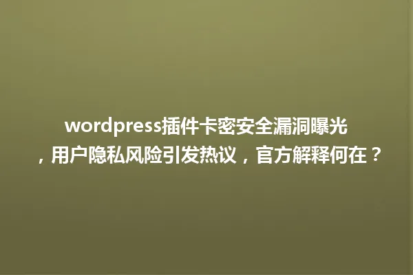 wordpress插件卡密安全漏洞曝光,用户隐私风险引发热议,官方解释何在? 一
