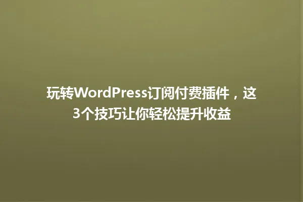 玩转WordPress订阅付费插件,这3个技巧让你轻松提升收益 一