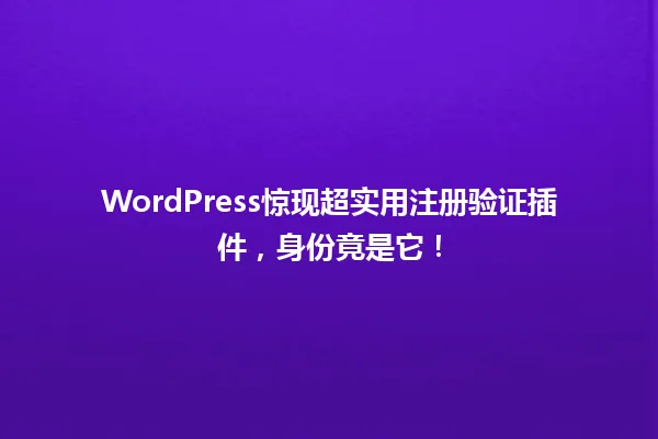 WordPress惊现超实用注册验证插件，身份竟是它！  一