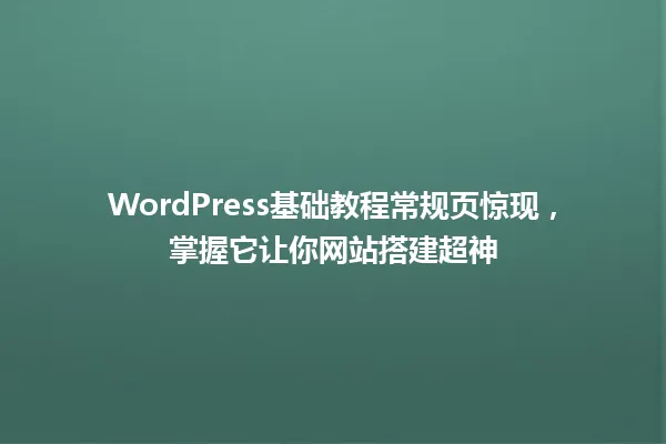 WordPress基础教程常规页惊现,掌握它让你网站搭建超神 一