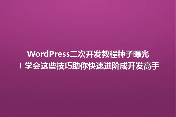 WordPress二次开发教程种子曝光!学会这些技巧助你快速进阶成开发高手 一