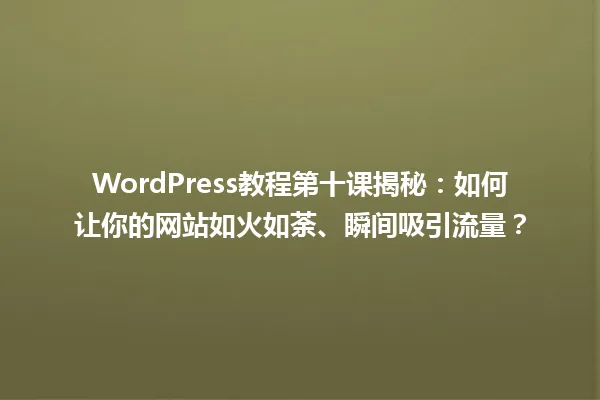 WordPress教程第十课揭秘:如何让你的网站如火如荼、瞬间吸引流量? 一
