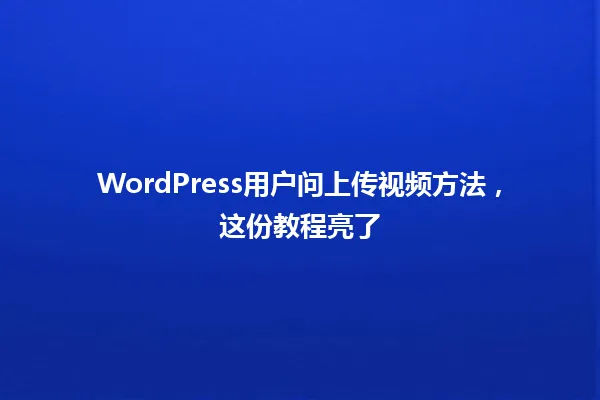 WordPress用户问上传视频方法,这份教程亮了 一